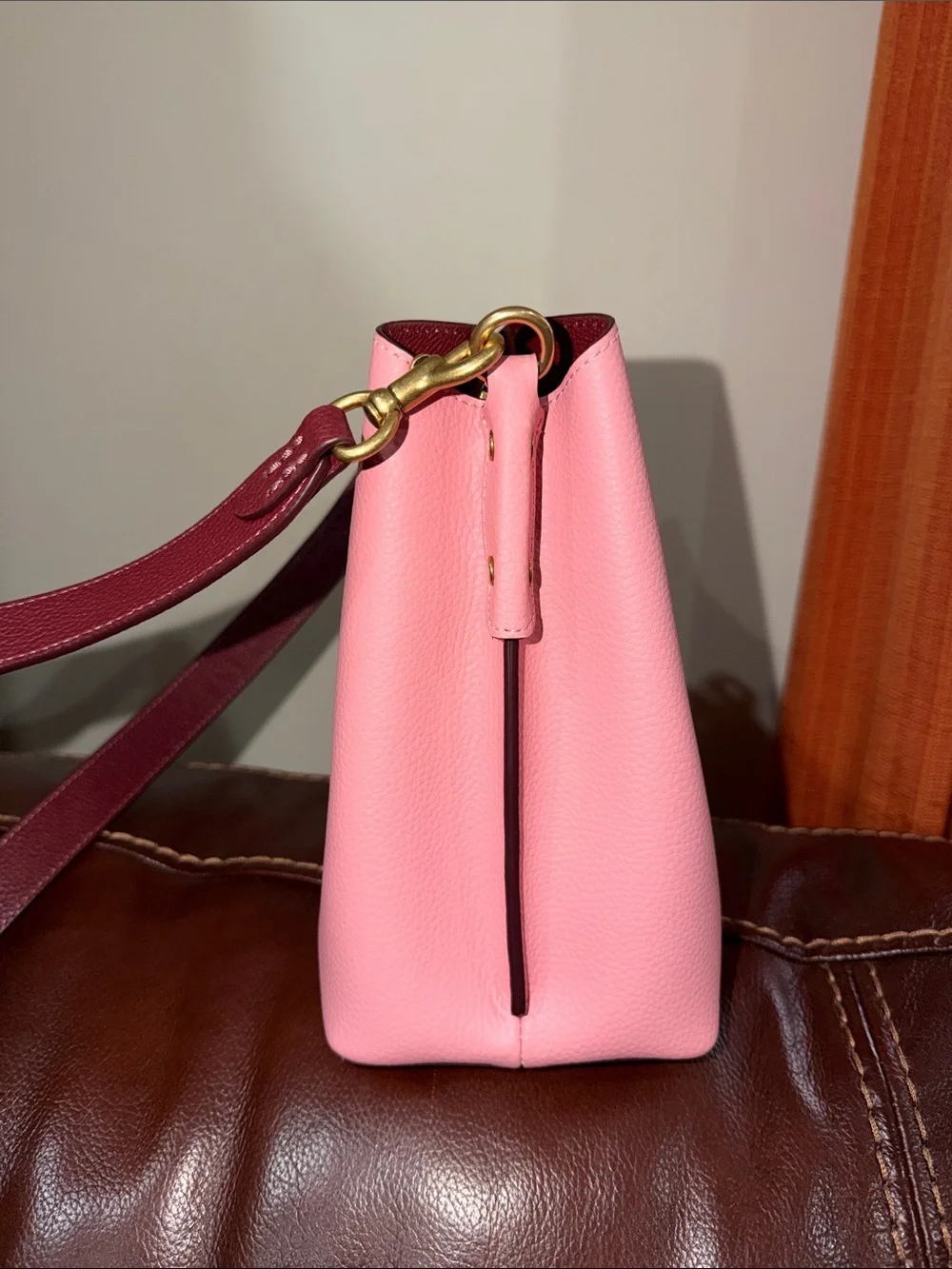‼️Coach Willow Bucket Bag Pink Leather Crossbody Bag